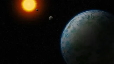 Artist's conception of  the nearest temperate super-Earth to us that is not tidally locked to its star