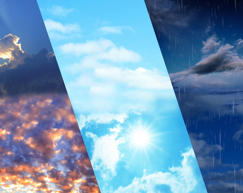 Sky with different weather patterns shown across six images slices.